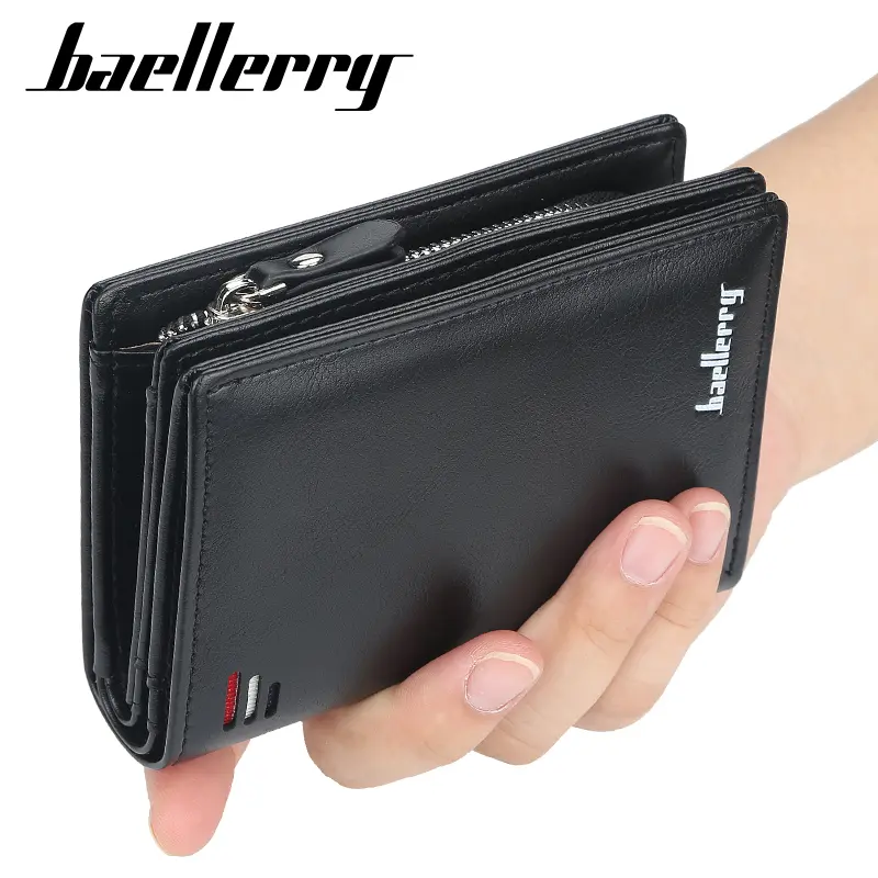 Baellerry Short Men Wallets Fashion New Card Holder Multifunction Organ Leather Purse For Male Zipper Wallet With Coin Pocket