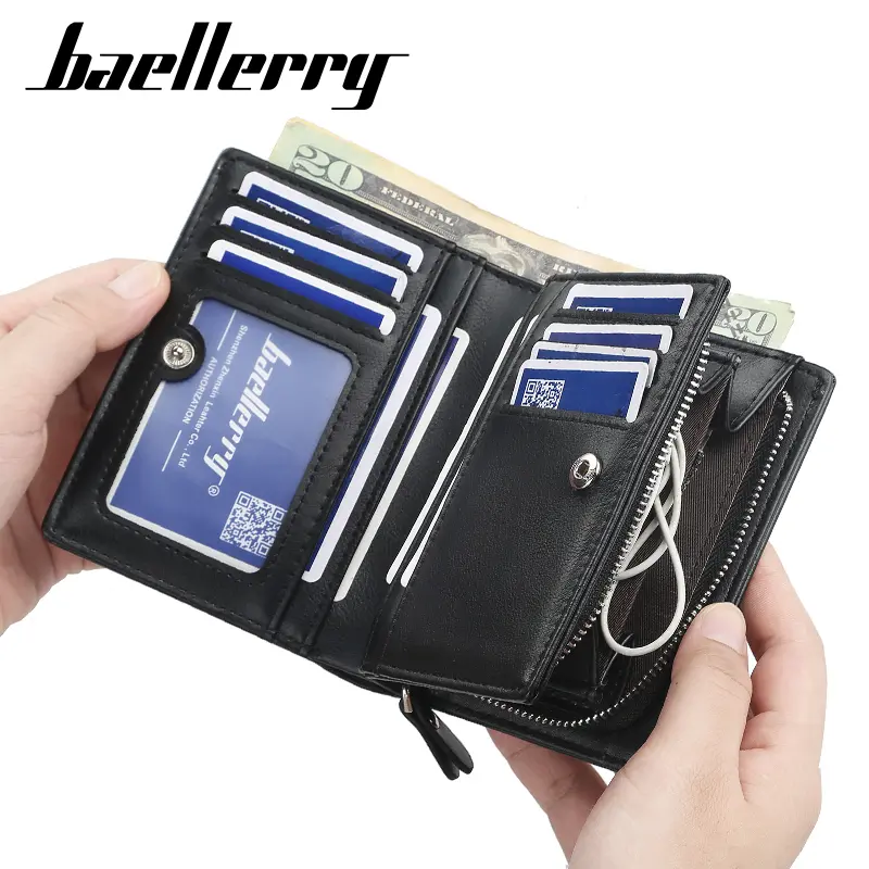 Baellerry Short Men Wallets Fashion New Card Holder Multifunction Organ Leather Purse For Male Zipper Wallet With Coin Pocket