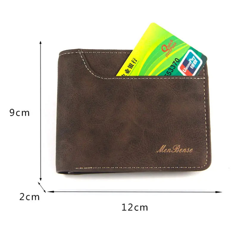 New Men Short Wallets Retro Simple Card Holder Male Purse High Quality PU Leather Photo Holder Fashion Casual Men's Wallet