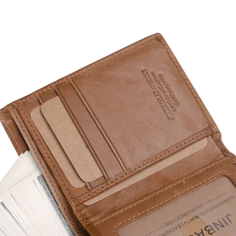 JINBAOLAI Genuine Cow Leather Men Wallets Card Holder Note Compartment Short Wallets Vintage Brand High Quality Purses For Male