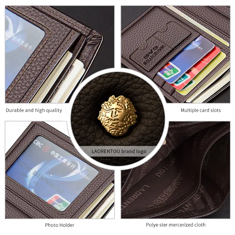 LAORENTOU Men Genuine Leather Wallet Small Card Holder Wallet Gift for Husband,  Boyfriend