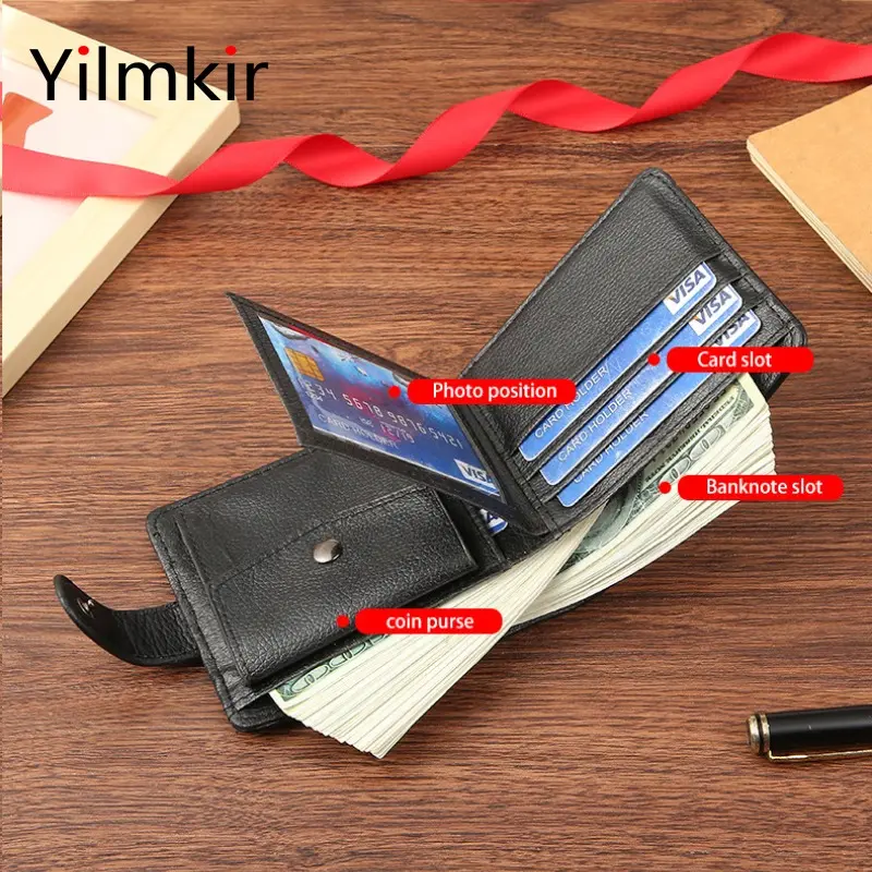 PU Leather Men's Short Wallet Multi Functional Zipper Buckle Men's Purse Business Short Multi Card Slot Moneybag