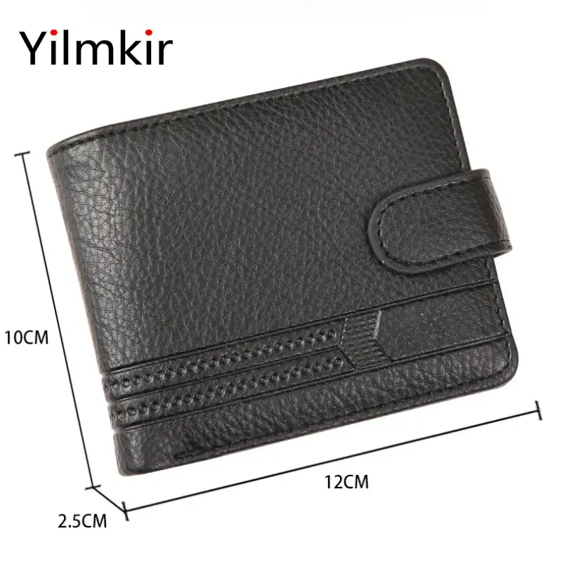 PU Leather Men's Short Wallet Multi Functional Zipper Buckle Men's Purse Business Short Multi Card Slot Moneybag