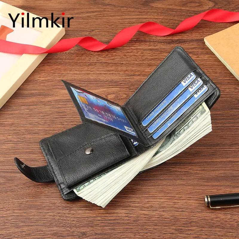 PU Leather Men's Short Wallet Multi Functional Zipper Buckle Men's Purse Business Short Multi Card Slot Moneybag