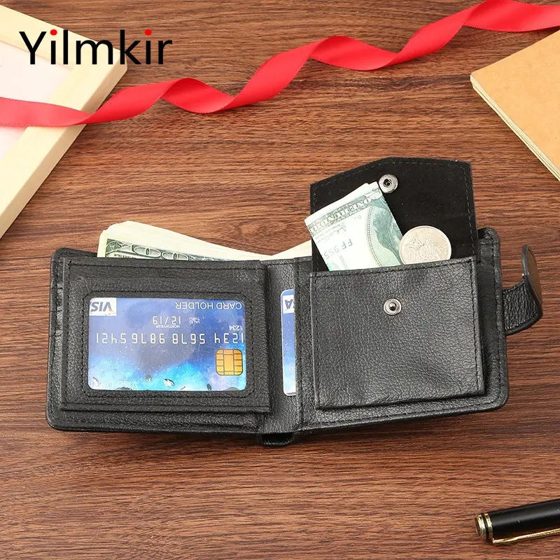 PU Leather Men's Short Wallet Multi Functional Zipper Buckle Men's Purse Business Short Multi Card Slot Moneybag