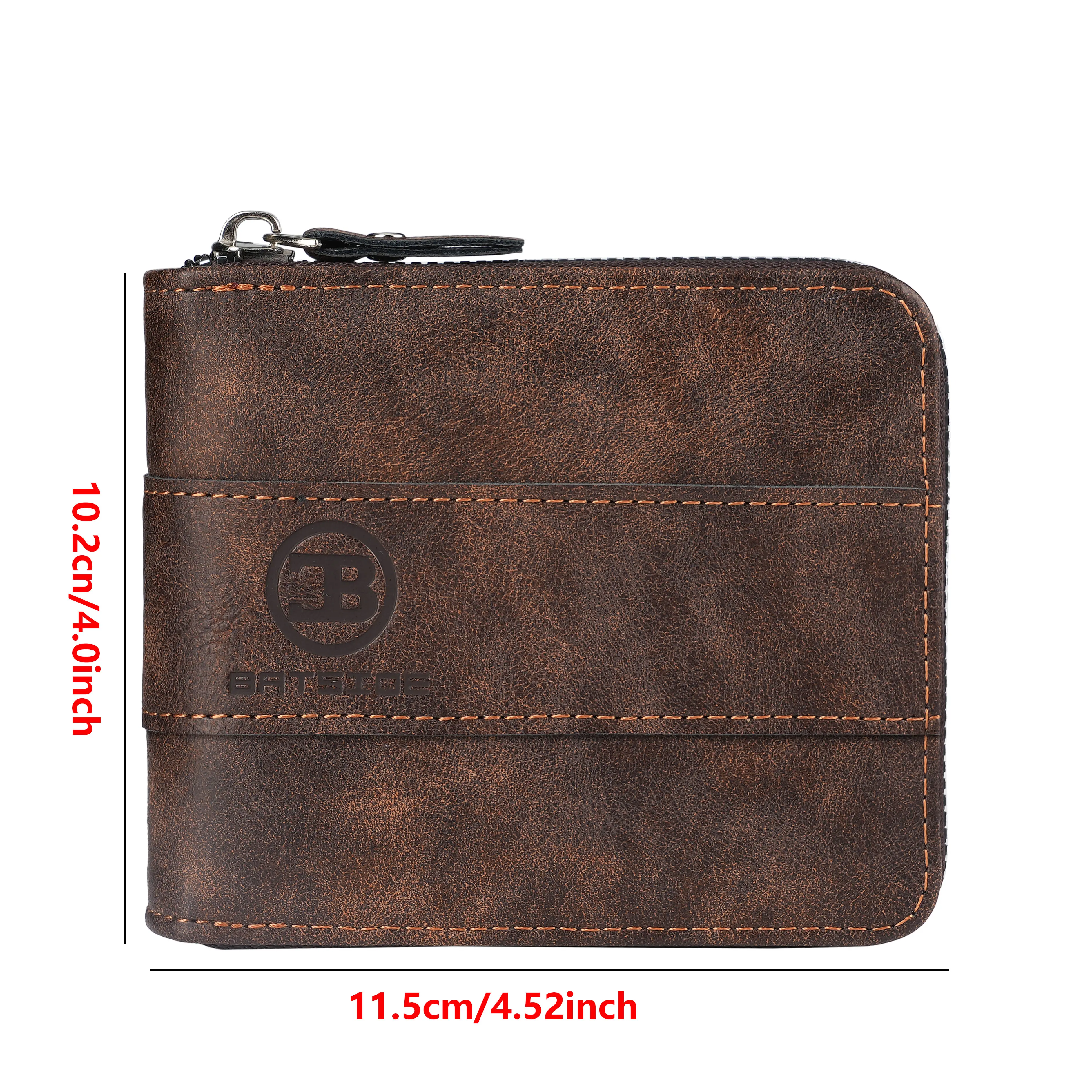 New Men's Zipper Card Holder Color Block Short Wallet PU Leather Large Capacity Card Holder Vintage Multifunctional Card Bag Coi