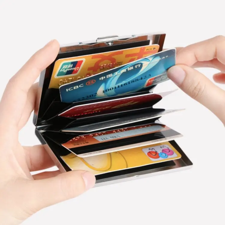 Men RFID Card Holder Blocking Aluminum Metal Slim Wallet Money Bag Anti-scan Credit Card Holder Thin Case Small Male Purses