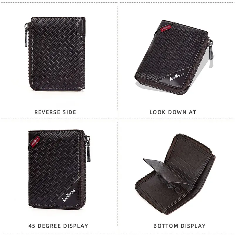 Baellerry New RFID Short Men Wallets Large Capacity Zipper Coin Pocket Male Purse Simple Credit Card Holder Business Men Wallet