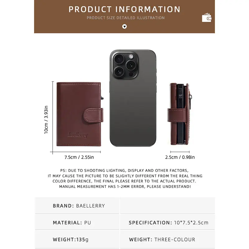 New Simple Short Men RFID Wallets Top Quality Card Holder Zipper Male Purses Coin Pocket Photo Holder Men's Card Clips