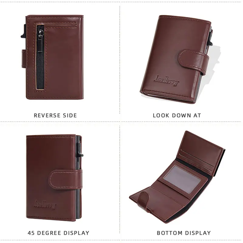 New Simple Short Men RFID Wallets Top Quality Card Holder Zipper Male Purses Coin Pocket Photo Holder Men's Card Clips