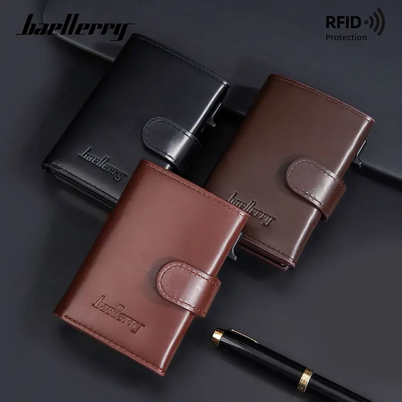 New Simple Short Men RFID Wallets Top Quality Card Holder Zipper Male Purses Coin Pocket Photo Holder Men's Card Clips