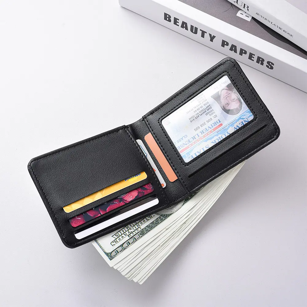 Men's Short Wallet Multi-Card Slot Card Holder PU Leather Luxury Wallet for Men