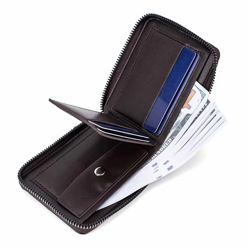 2025 New Men RFID Wallets Leather Short Card Holder Leather Men Purse High Quality Luxury Brand Male Coin Zipper Wallet Billfold