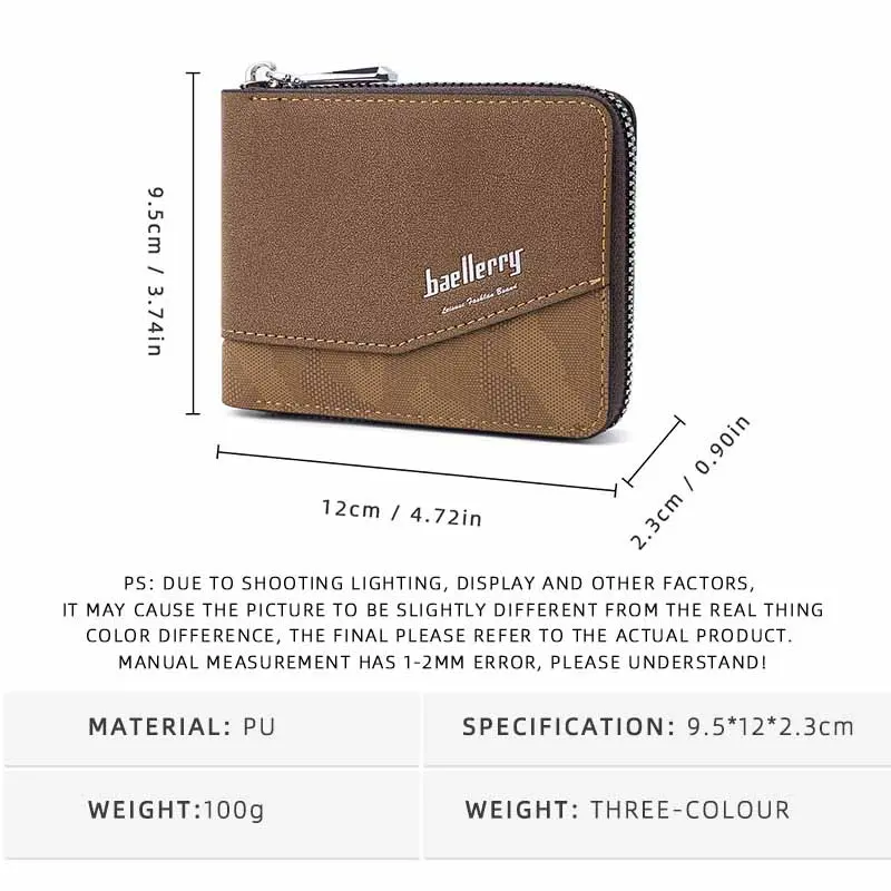 2025 New Men RFID Wallets Leather Short Card Holder Leather Men Purse High Quality Luxury Brand Male Coin Zipper Wallet Billfold
