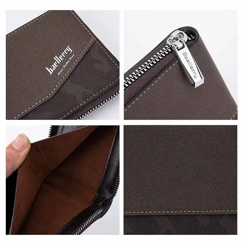 2025 New Men RFID Wallets Leather Short Card Holder Leather Men Purse High Quality Luxury Brand Male Coin Zipper Wallet Billfold