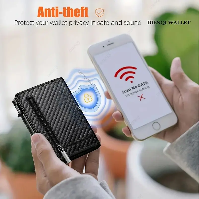 Rfid Mens Wallet Pop Up Metal Card Holder Bank Business Credit Cardholder Case Slim Minimalist Coin Purse Smart Wallets for Men