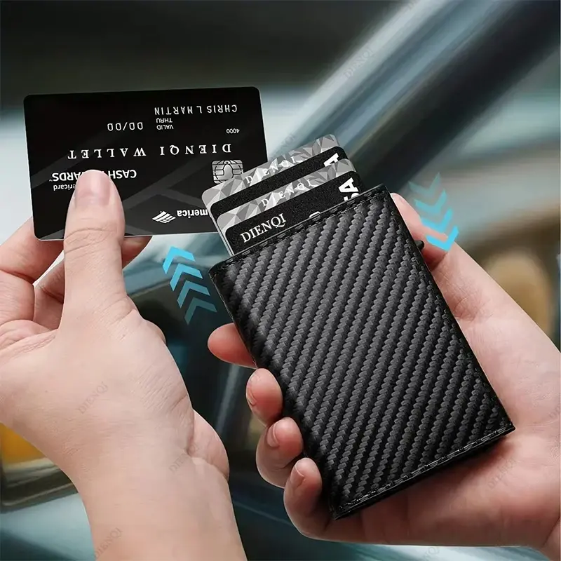Rfid Mens Wallet Pop Up Metal Card Holder Bank Business Credit Cardholder Case Slim Minimalist Coin Purse Smart Wallets for Men