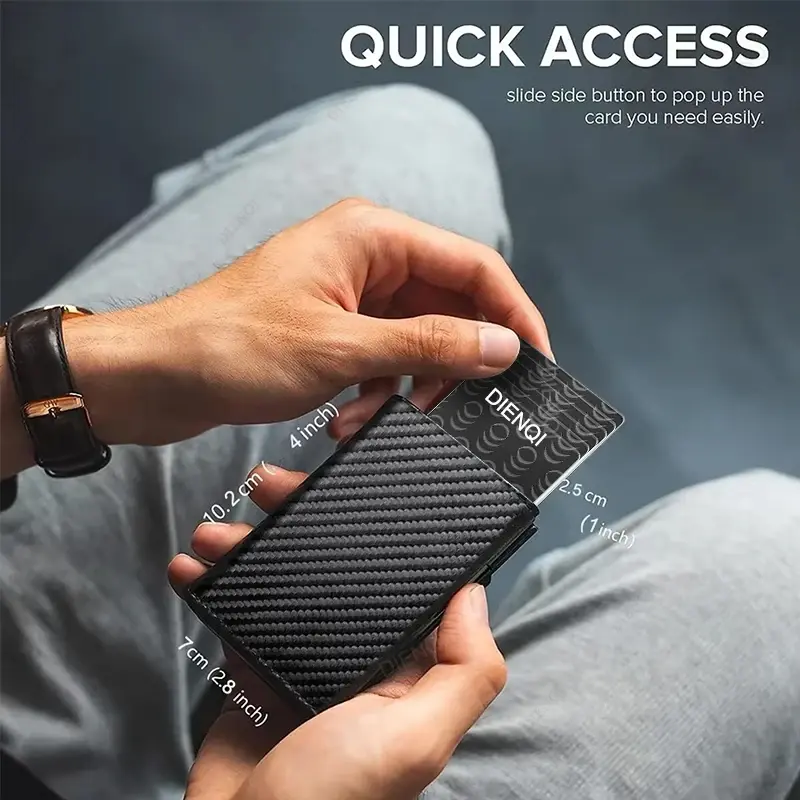 Rfid Mens Wallet Pop Up Metal Card Holder Bank Business Credit Cardholder Case Slim Minimalist Coin Purse Smart Wallets for Men