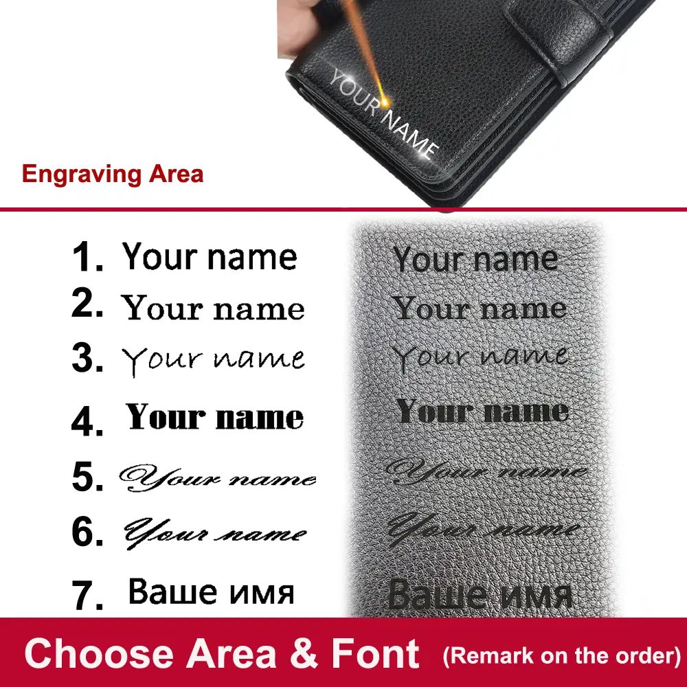 23 Card Holders Men Wallets Zipper Name Engraving Large Capacity High Quality Coin Pocket Male Purse Wallet For Men