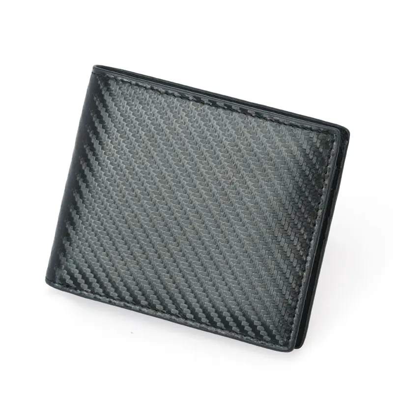 YUECIMIE Carbon Fiber Slim RFID Wallets Thin Black Leather Credit Card Holder Business Card Holder For Men Simple Purse