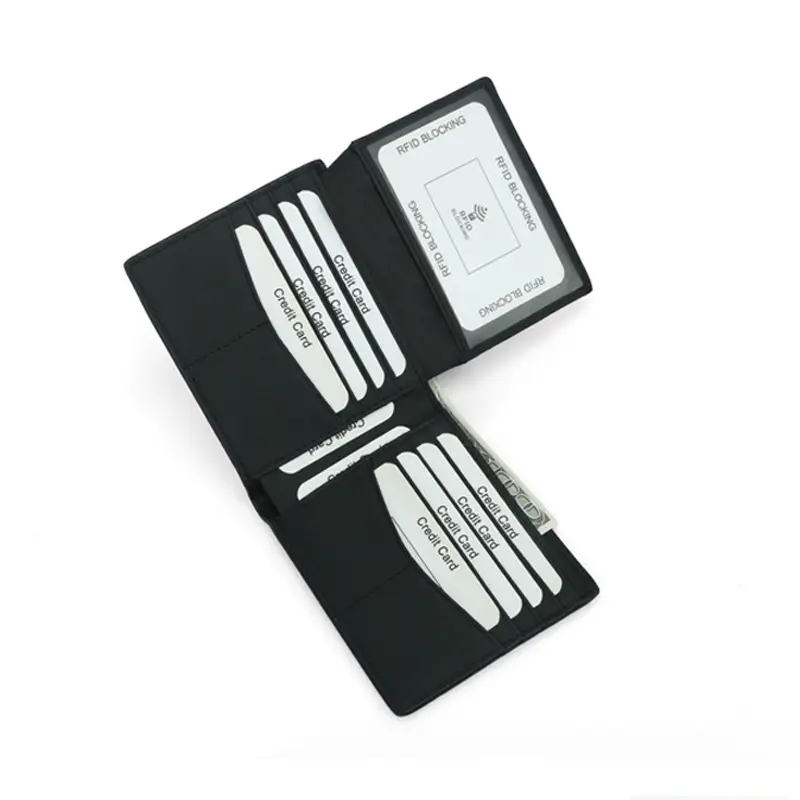 YUECIMIE Carbon Fiber Slim RFID Wallets Thin Black Leather Credit Card Holder Business Card Holder For Men Simple Purse