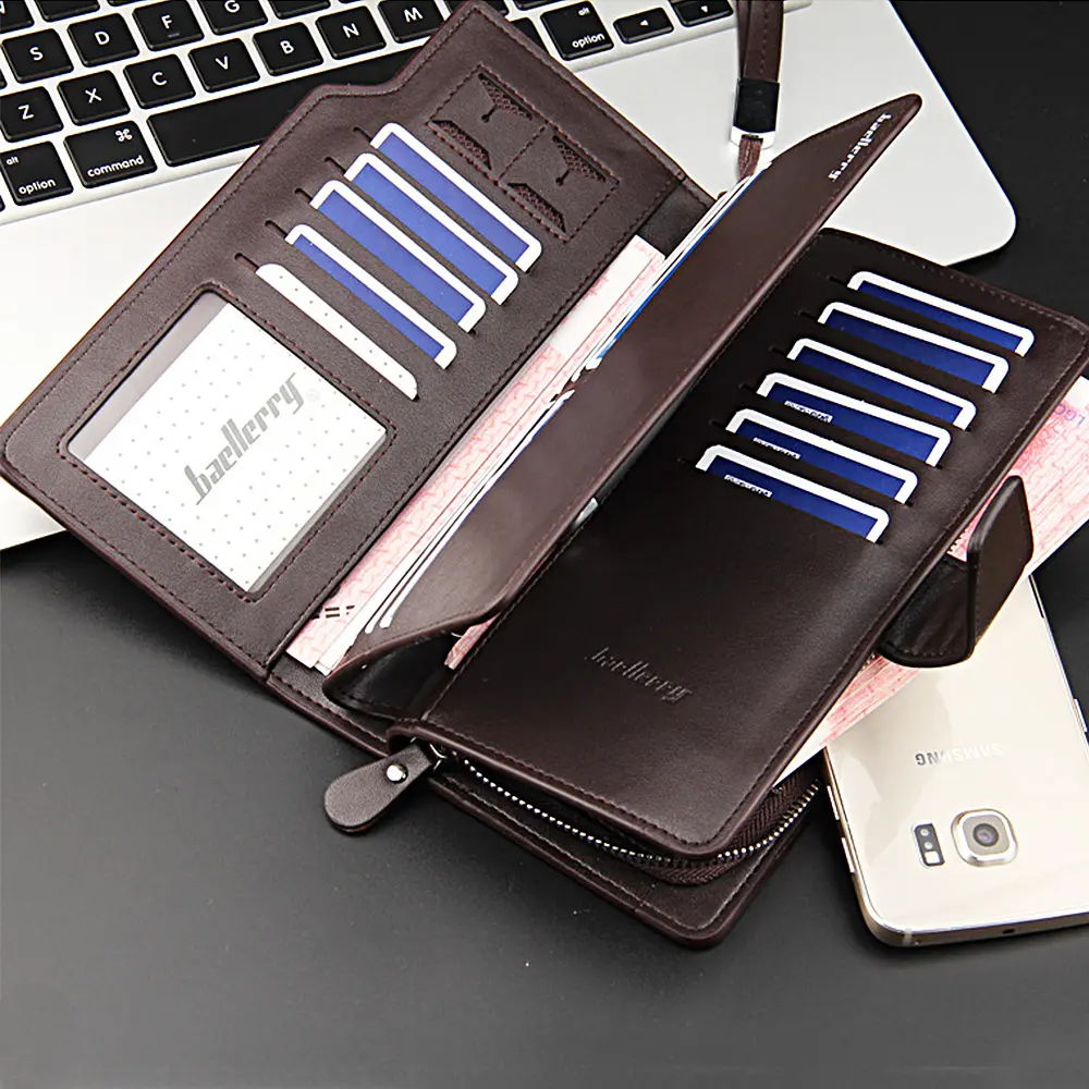 23 Card Holders Men Wallets Zipper Name Engraving Large Capacity High Quality Coin Pocket Male Purse Wallet For Men