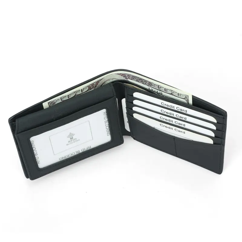 YUECIMIE Carbon Fiber Slim RFID Wallets Thin Black Leather Credit Card Holder Business Card Holder For Men Simple Purse