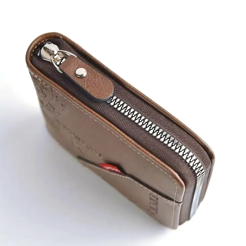 Men's Wallet Made of Leather Wax Oil Skin Purse for Men Coin Purse Short Male Card Holder Wallets Zipper Around Money Coin Purse