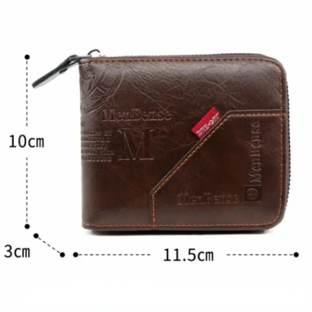 Men's Wallet Made of Leather Wax Oil Skin Purse for Men Coin Purse Short Male Card Holder Wallets Zipper Around Money Coin Purse