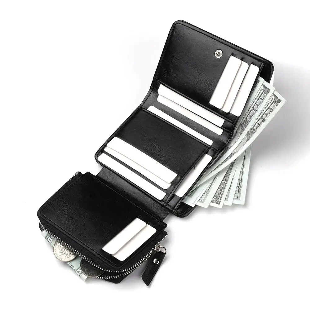 Men's Wallet Fashion Pu Soft Leather Wallet Card Holder Zipper Coin Pocket Coin Wallet Multi Card Wallet Gift Men's Wallet