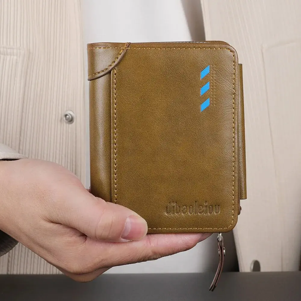 Men's Wallet Fashion Pu Soft Leather Wallet Card Holder Zipper Coin Pocket Coin Wallet Multi Card Wallet Gift Men's Wallet