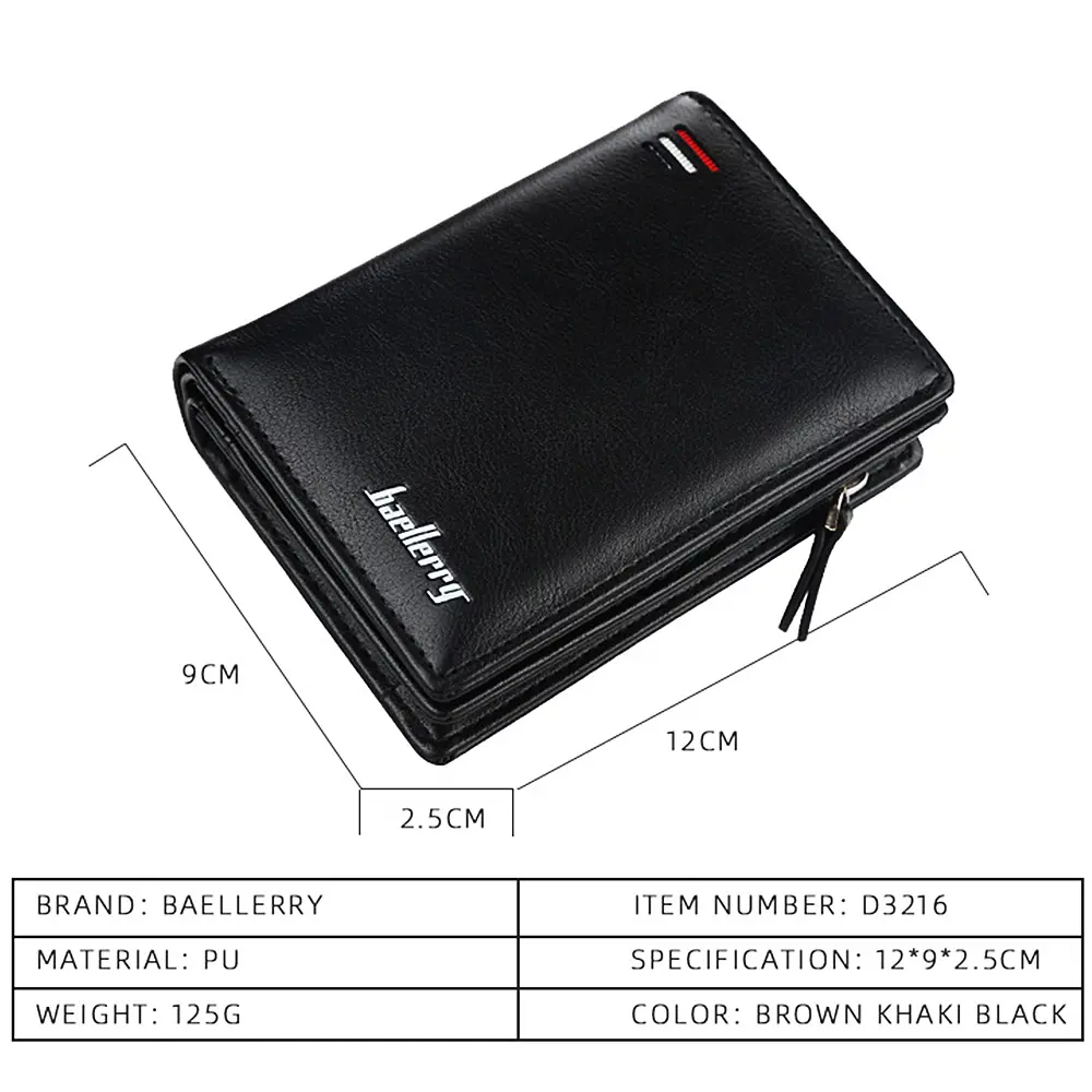 New Business Men Wallets Short Desigh Card Holder High Quality Male Purse New PU Leather Vintage Coin Holder Men Wallets