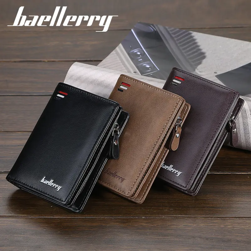 New Business Men Wallets Short Desigh Card Holder High Quality Male Purse New PU Leather Vintage Coin Holder Men Wallets