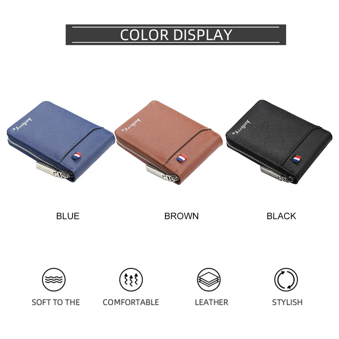 New Wallet Men's Short Small Multifunctional Hand Card Holder PU Leather Business Zipper Purse Fashion High-quality Casual