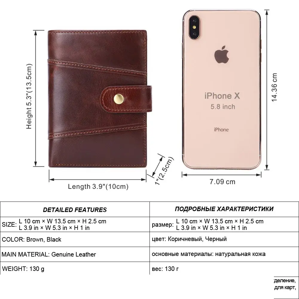 Man Wallets Bag Purse Fold Anti Theft RFID Business Card Holder Pocket ID Bag Vertical Vintage Genuine Leather Wallet Men