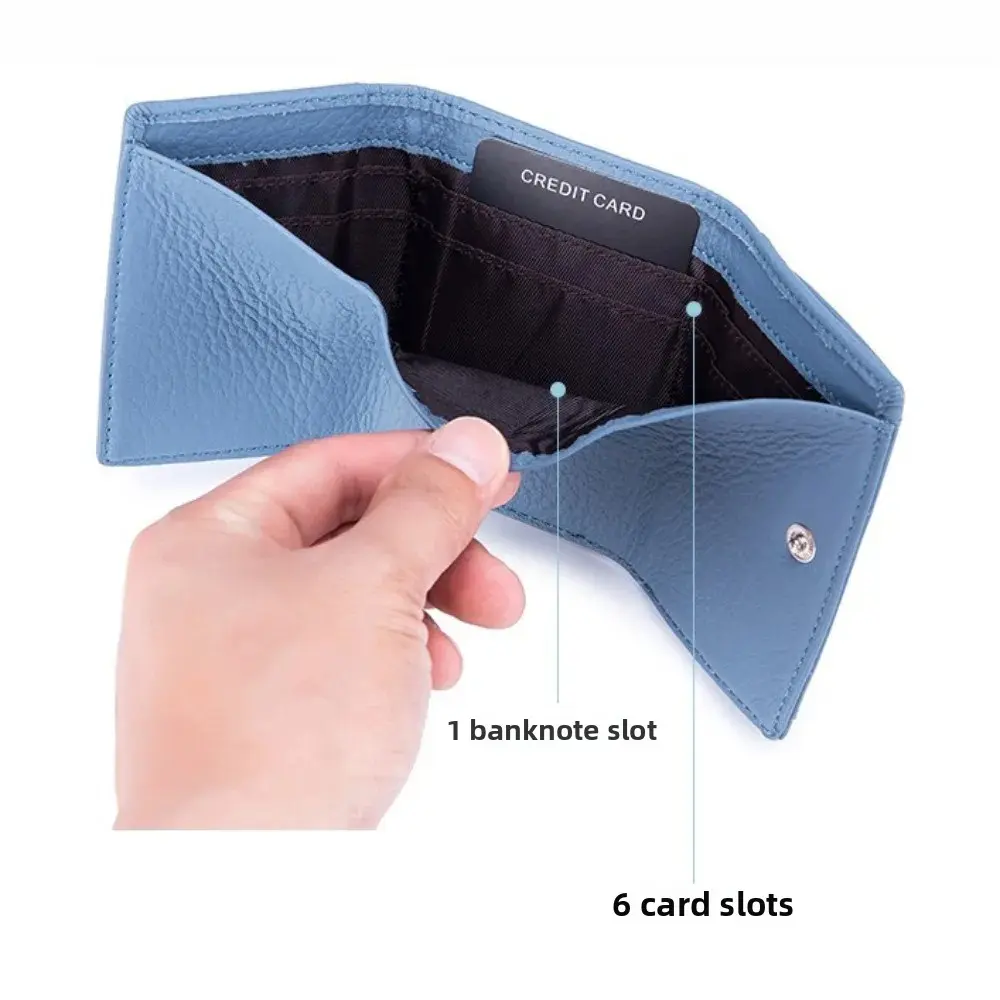 Genuine Leather Purses Cowhide Wallets Small Coin Pocket Rfid Card Holder Mini Money Bag Portable Clutch