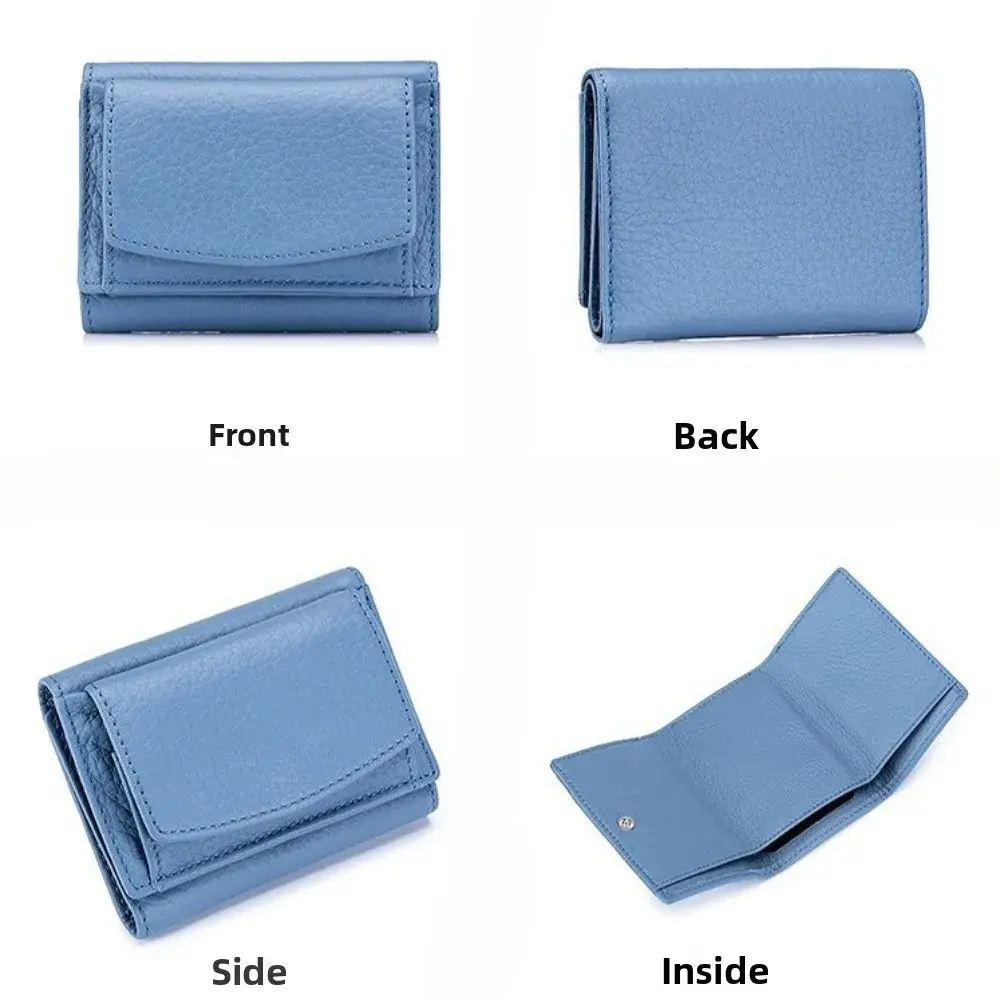 Genuine Leather Purses Cowhide Wallets Small Coin Pocket Rfid Card Holder Mini Money Bag Portable Clutch