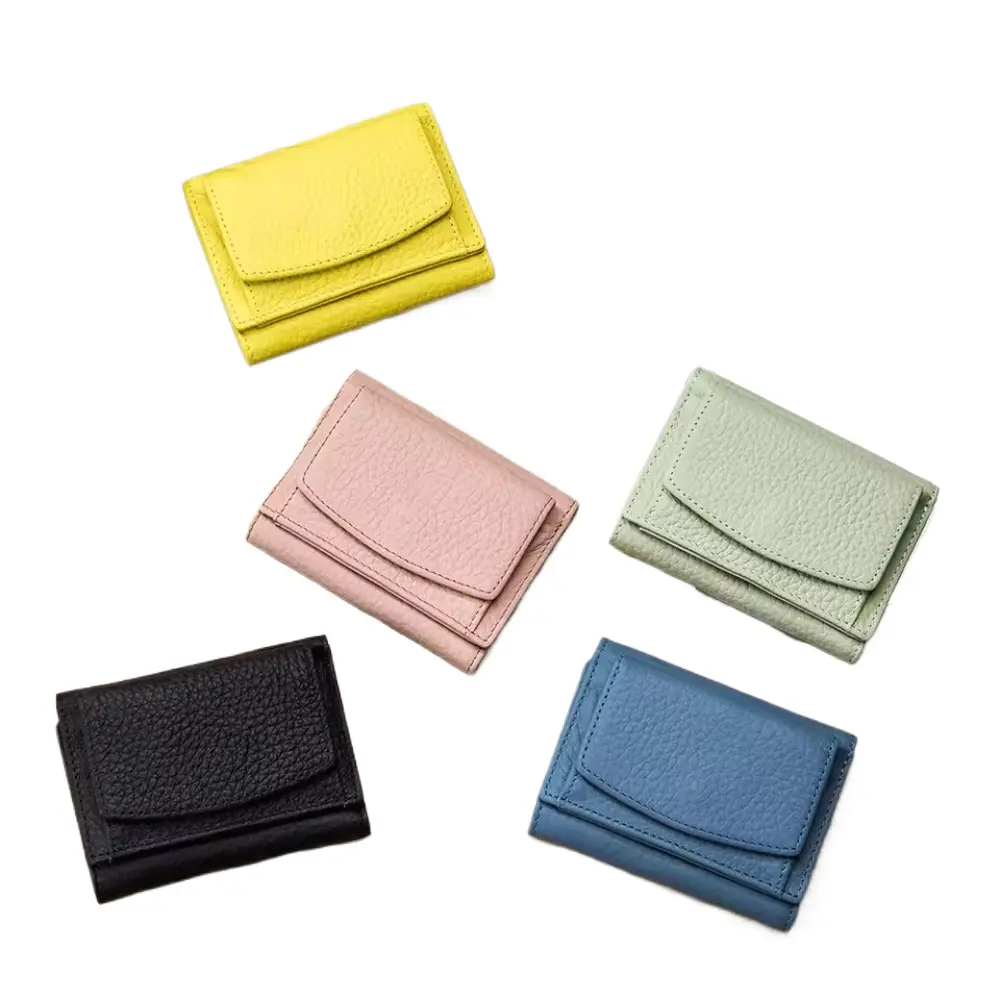 Genuine Leather Purses Cowhide Wallets Small Coin Pocket Rfid Card Holder Mini Money Bag Portable Clutch