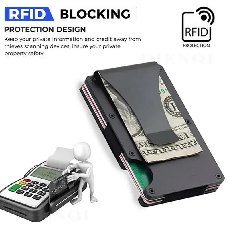 ANTI RFID Blocking Minimalist Card Holder Wallet for Men 2025 Slim Mini Fashion Wallet - Metal Wallet with Money Clip for Unisex