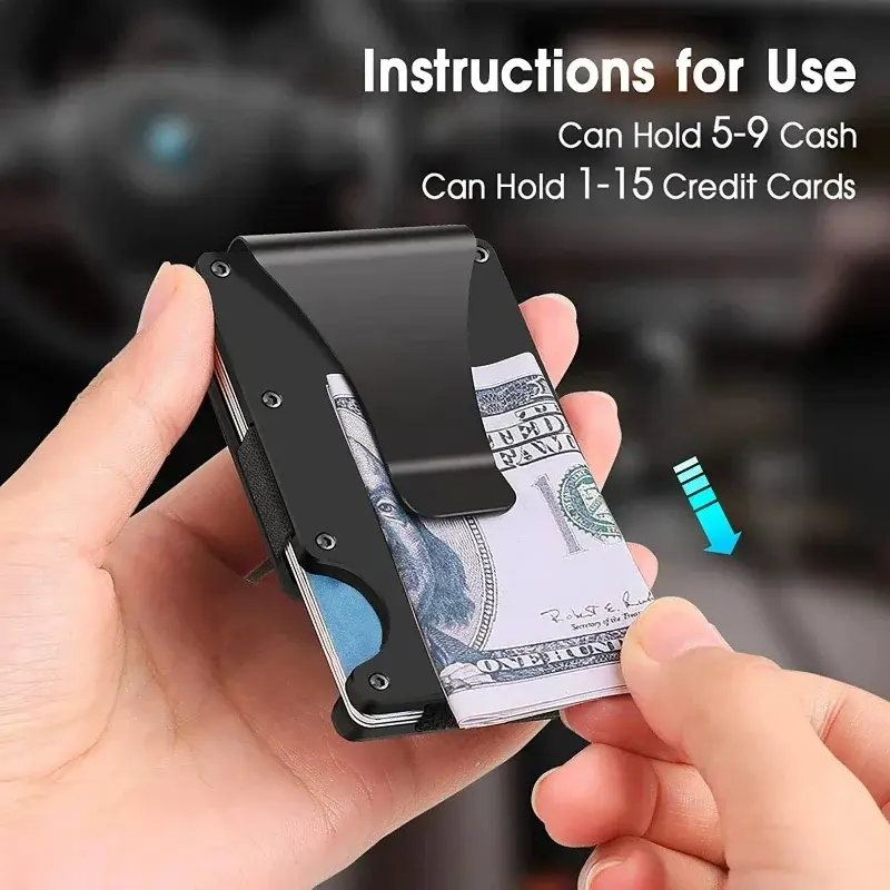ANTI RFID Blocking Minimalist Card Holder Wallet for Men 2025 Slim Mini Fashion Wallet - Metal Wallet with Money Clip for Unisex