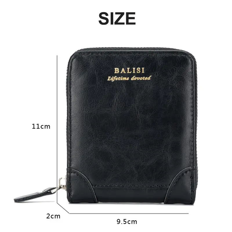 2025 New Men's Wallet PU Leather Purse Zipper Retro Style Short Wallets Men Card Holders Coin Storage Money Bag A03