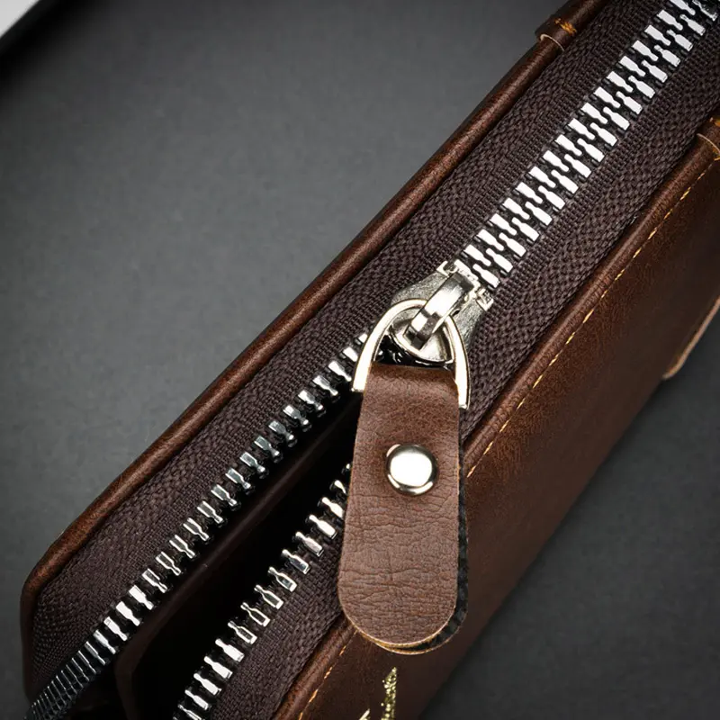 2025 New Men's Wallet PU Leather Purse Zipper Retro Style Short Wallets Men Card Holders Coin Storage Money Bag A03