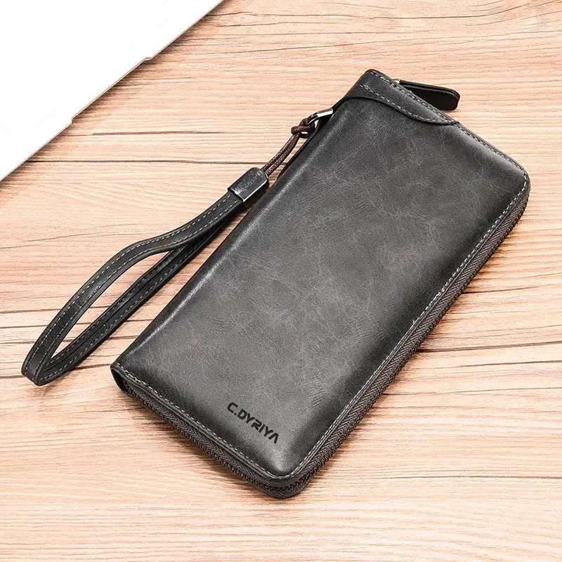 Men's Long Zipper Wallet High Quality Pu Leather Wallet for Men RFID Blocking Business Clutch Bag Credit Card Holder Purse Man