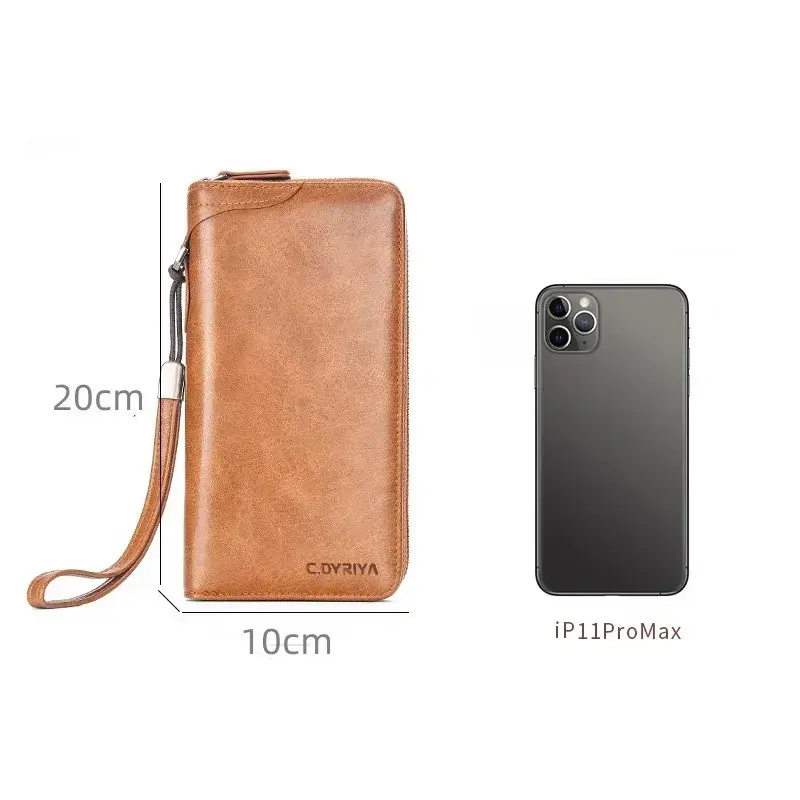 Men's Long Zipper Wallet High Quality Pu Leather Wallet for Men RFID Blocking Business Clutch Bag Credit Card Holder Purse Man