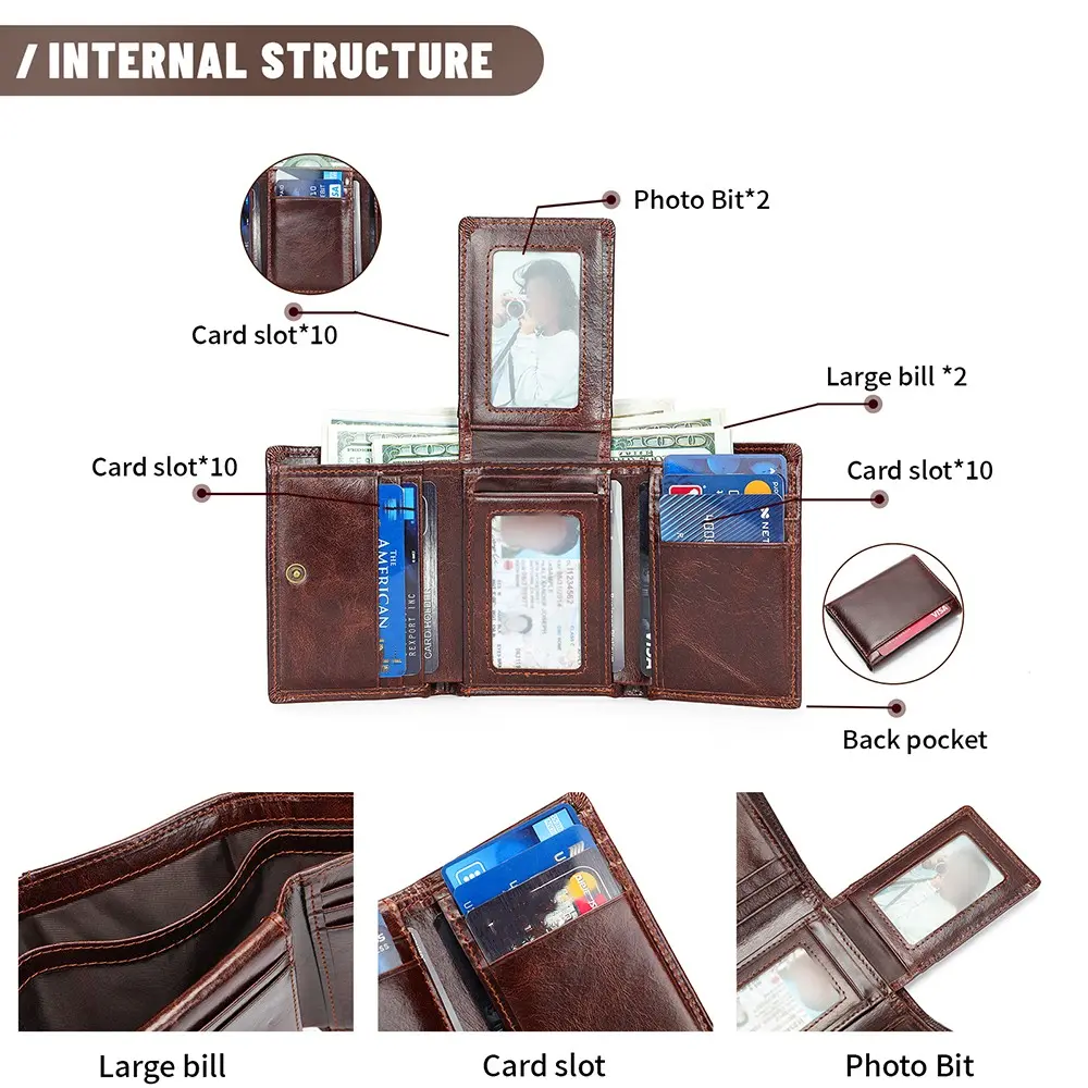 WESTAL RFID Blocking Men Wallets Genuine Leather Men's Wallet With Coin Pocket CardHolder with Muliti Card Slots Coin Purse 1134