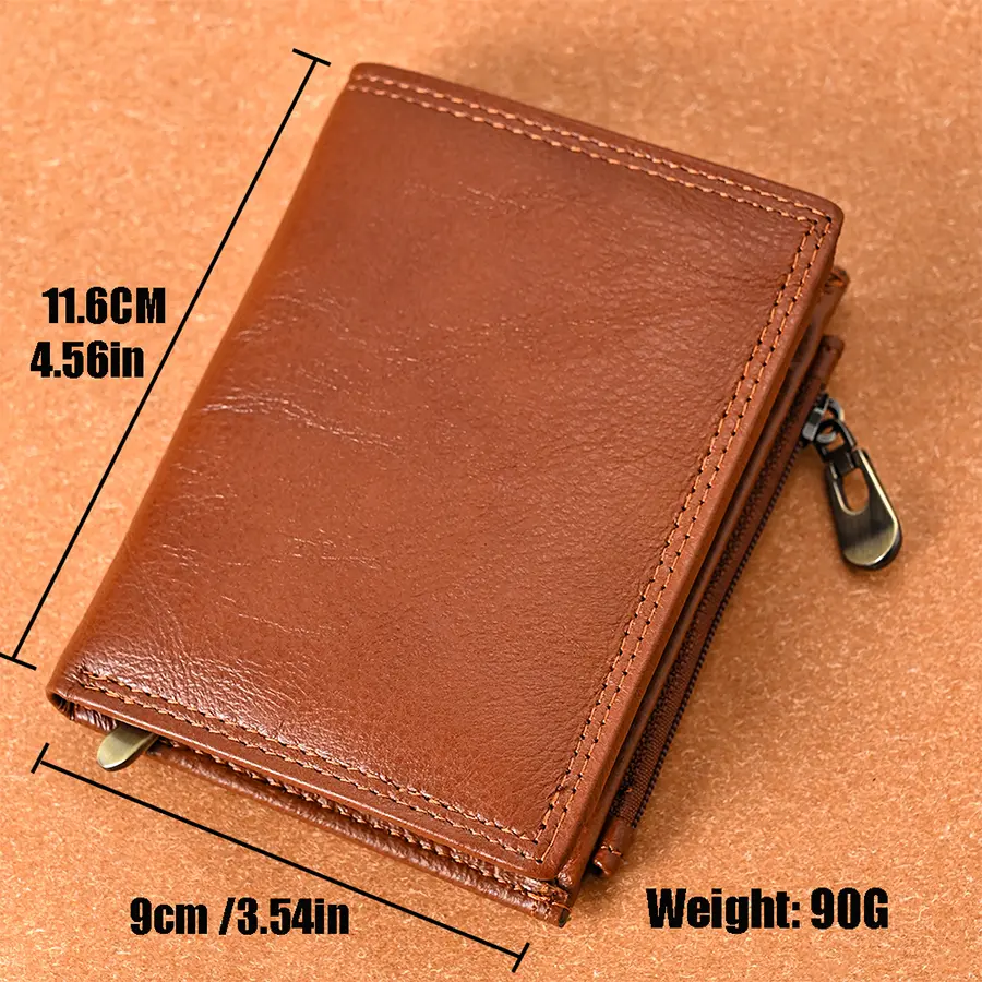 Men's Coin Purse Wallet RFID Blocking Man Genuine Leather Wallet Zipper Business Card Holder Money Bag Wallet Male