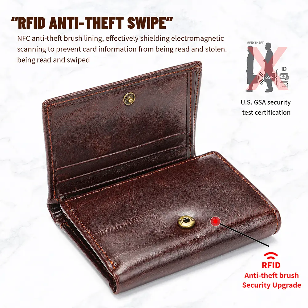 WESTAL RFID Blocking Men Wallets Genuine Leather Men's Wallet With Coin Pocket CardHolder with Muliti Card Slots Coin Purse 1134