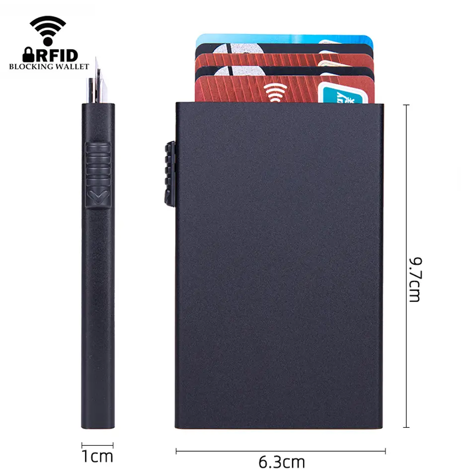 Rfid Blocking Credit Card Holder Men Wallets Metal Slim Thin Pop Up Aluminium Minimalist Wallet Luxury Male Purse Vallet Choice