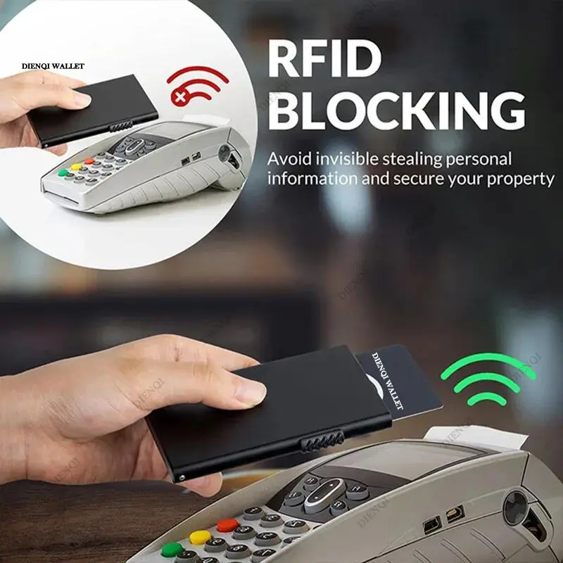 Rfid Blocking Credit Card Holder Men Wallets Metal Slim Thin Pop Up Aluminium Minimalist Wallet Luxury Male Purse Vallet Choice