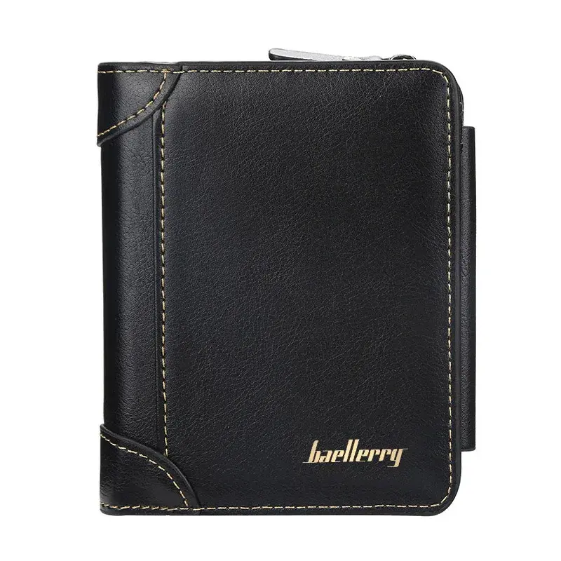 Men Large Capacity Trifold Wallets High Quality Luxury Designer PU Leather Zipper Card Holder Purse with Coin Pocket Wallets